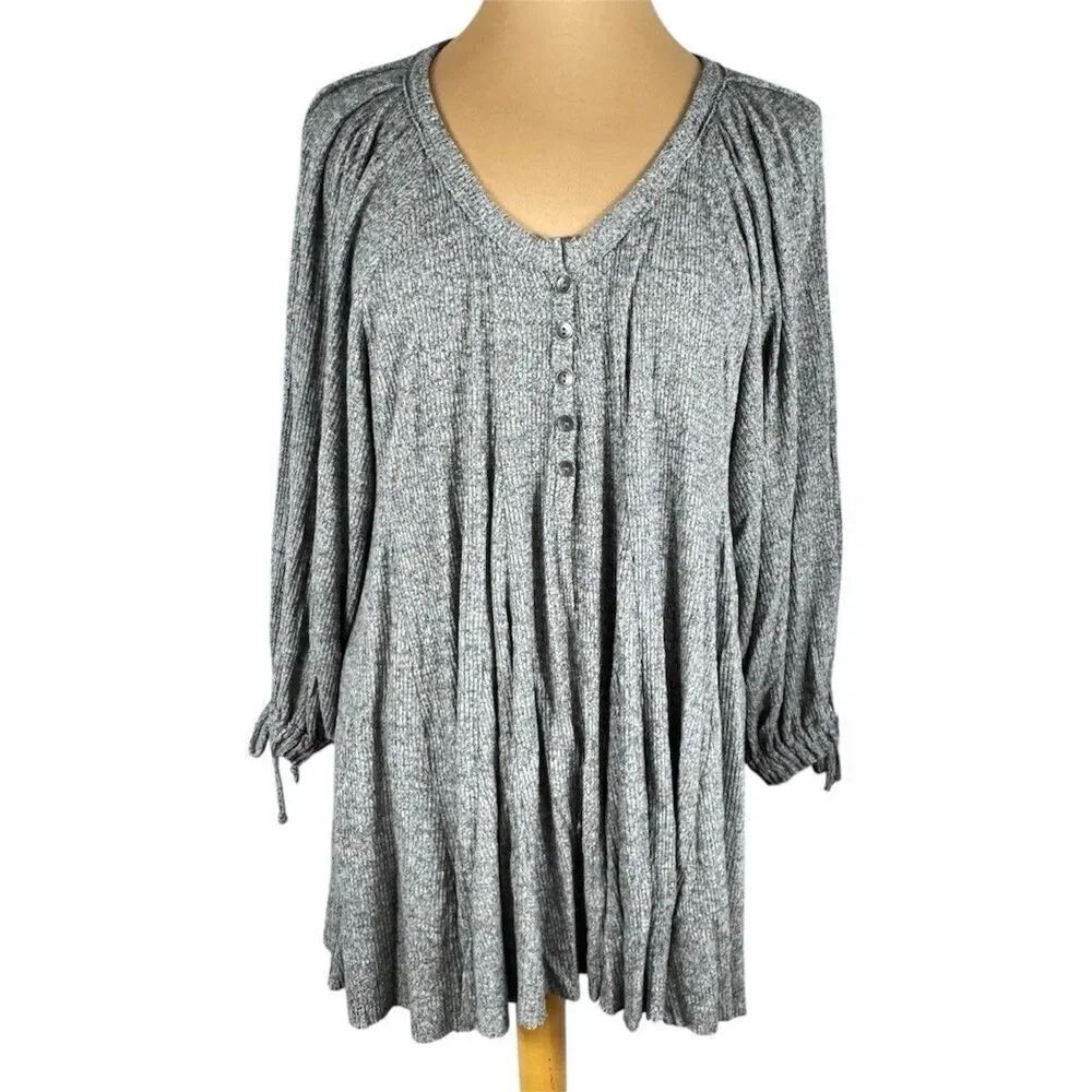 We the Free Sz XS Oversized Gray Tunic Winter Sun Knit Dress Boho Gray CUTE